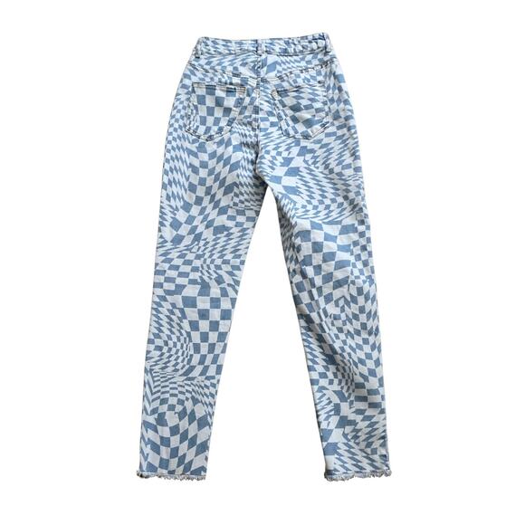 Tinseltown Checkered High Rise Mom Jeans Womens Size 3 - Picture 4 of 8